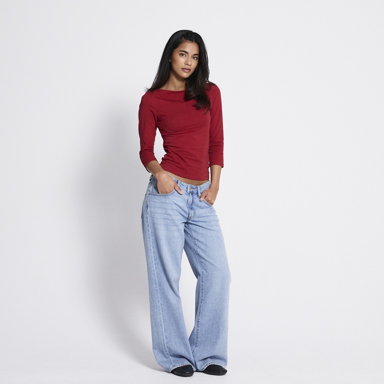 Boat neck 3/4 sleeve top "Desire" Red